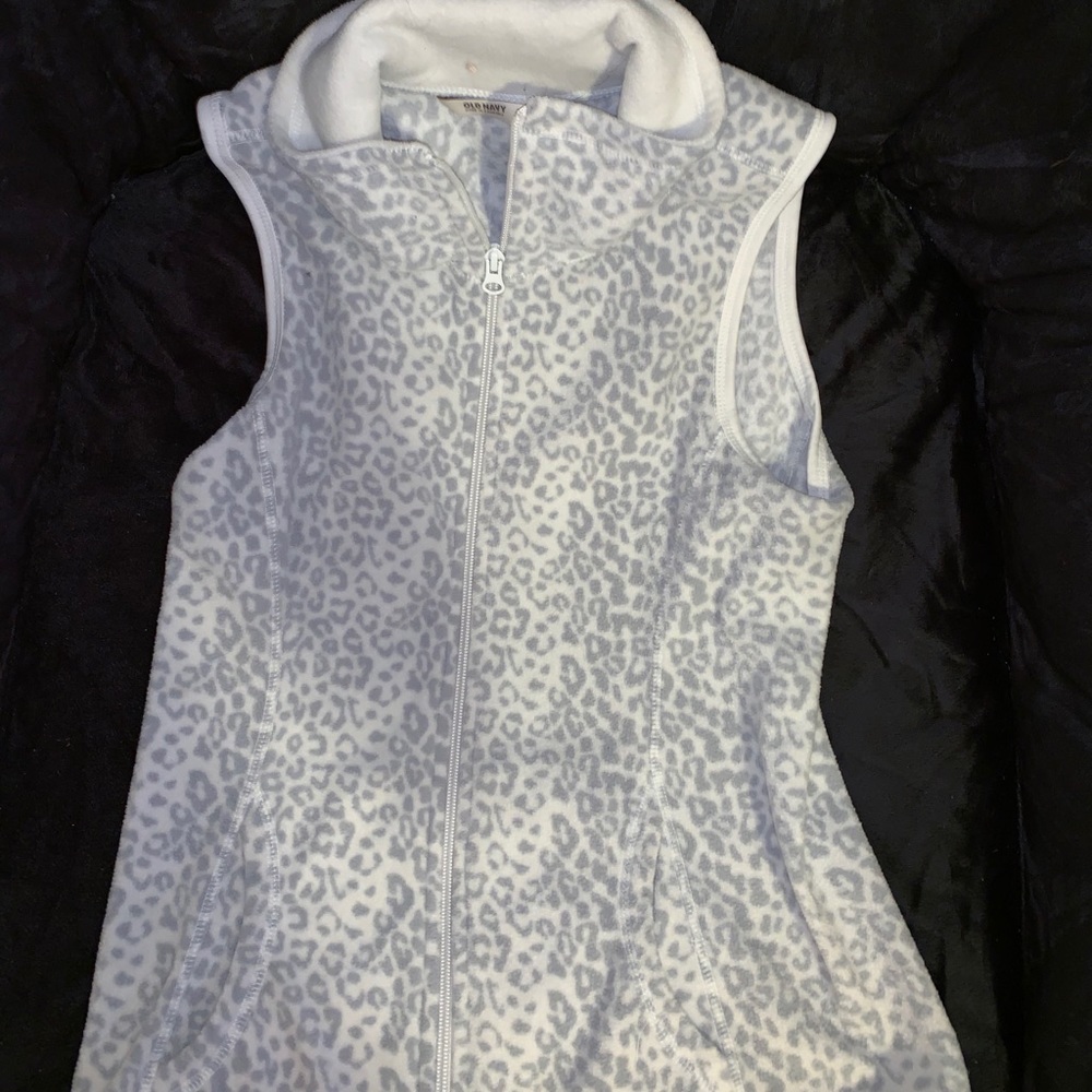 White and Grey Leopard Old Navy Vest